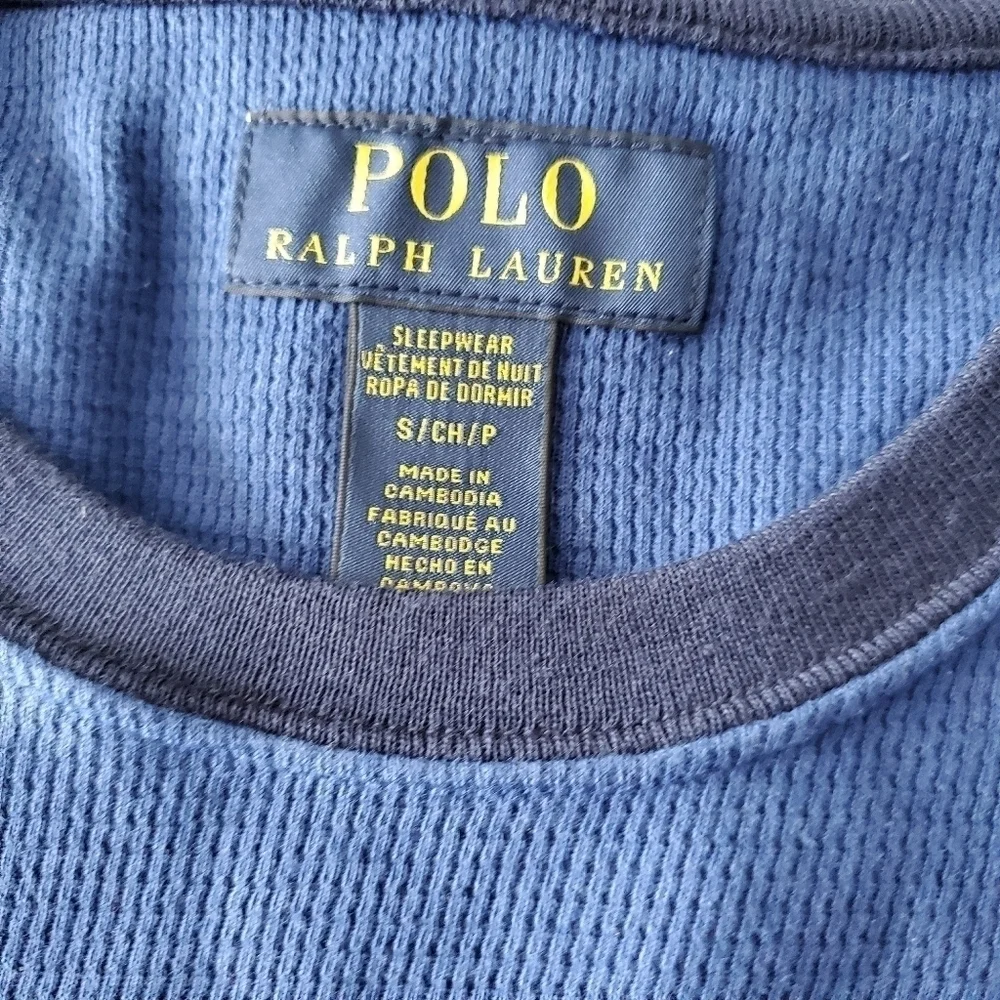 NEW Polo Ralph Lauren Logo Crest Blue Pajama Shirt